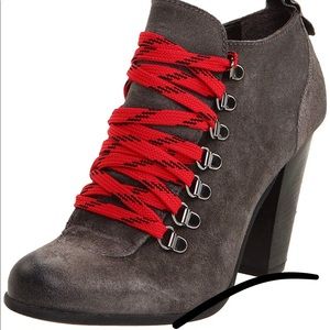 Boutique 9 Dark Grey Bootie with Red Laces